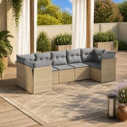 Beige Modular Garden Sofa Set 7 Piece Outdoor Furniture