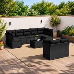 Durable 10 Piece Outdoor Garden Sofa Set with Storage