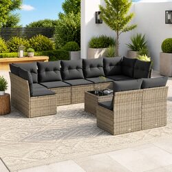 Sturdy Grey Garden Sofa Set 10 Piece Patio Rattan