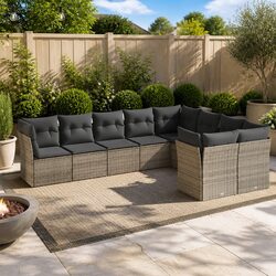 9-Piece Garden Sofa Set with Cushions and Storage
