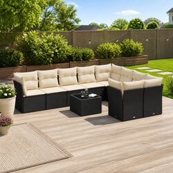 10-Piece Outdoor Patio Sectional Sofa Set with Cushions