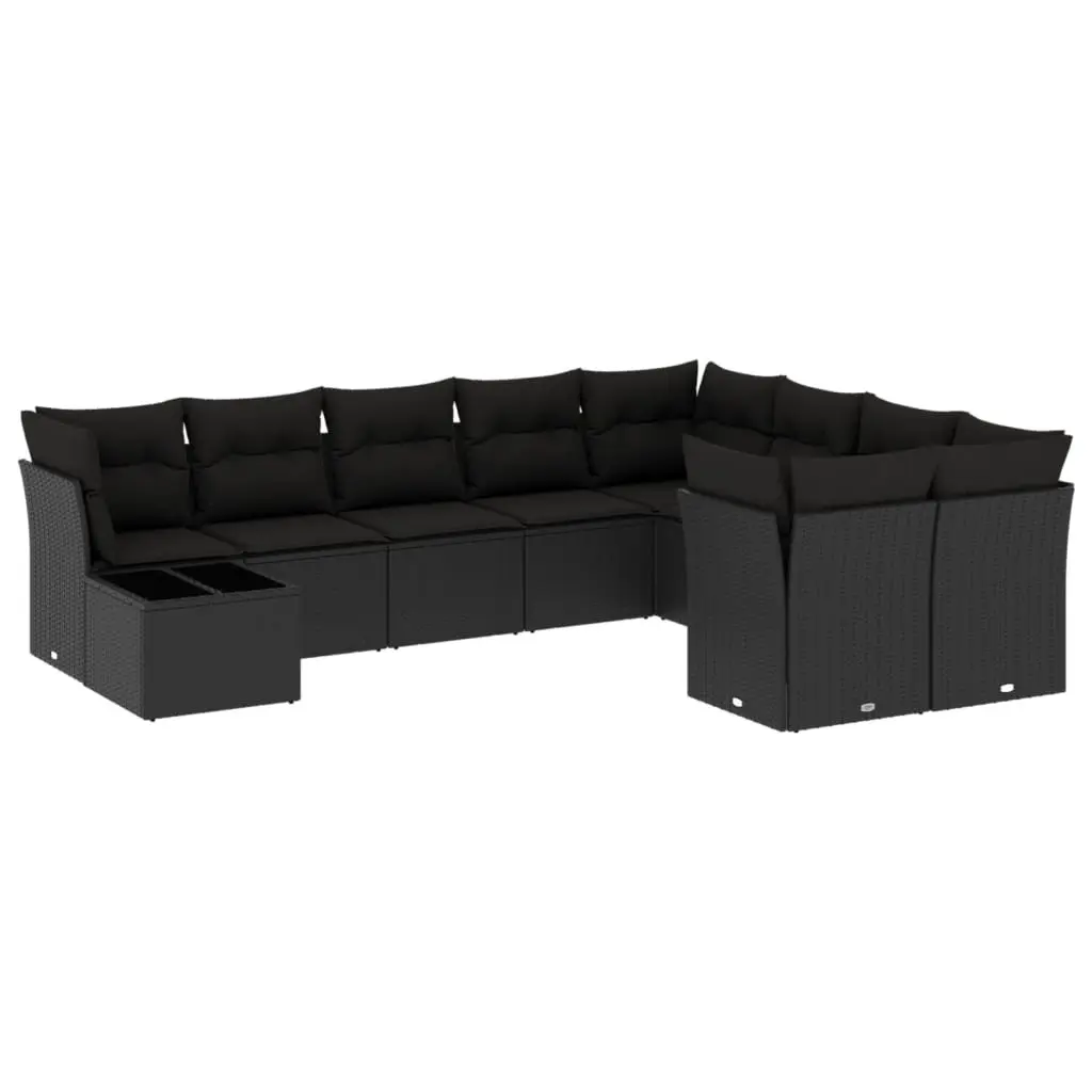 Garden Sofa Set PE Rattan 10 Piece Outdoor Furniture Black Modular Patio