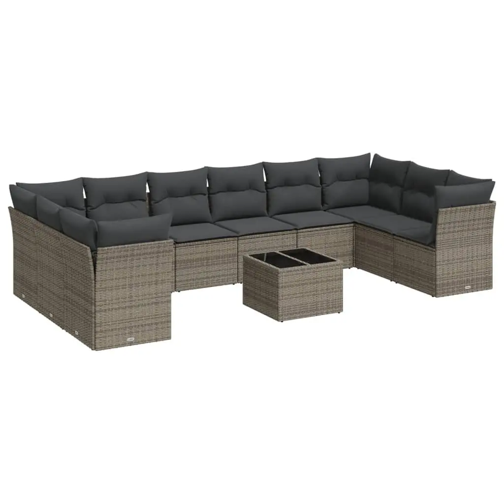 11-Piece Grey Rattan Garden Sofa Set