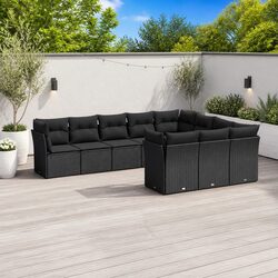 Modular 10-Piece Outdoor Garden Sofa Set in Black