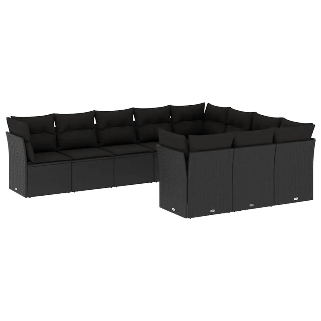 Garden Sofa Set PE Rattan 10 Piece Outdoor Furniture Modular Black