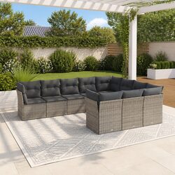Durable 10 Piece Outdoor Garden Sofa Set in Grey