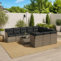High-Quality 11 Piece Modular Garden Sofa Set in Grey