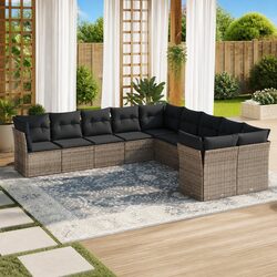 Premium Grey Modular 10 Piece Garden Sofa Set