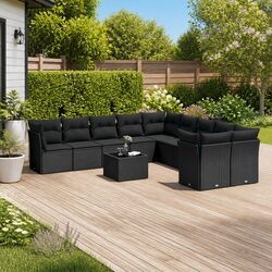 Sturdy 11 Piece Outdoor Garden Sofa Set with Cushions
