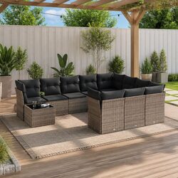 Outdoor Grey Poly Rattan 11 Piece Garden Sofa Set