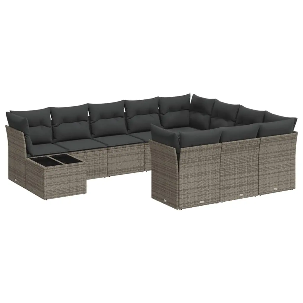 Garden Sofa Set PE Rattan 11 Piece Outdoor Furniture Grey Patio Seating
