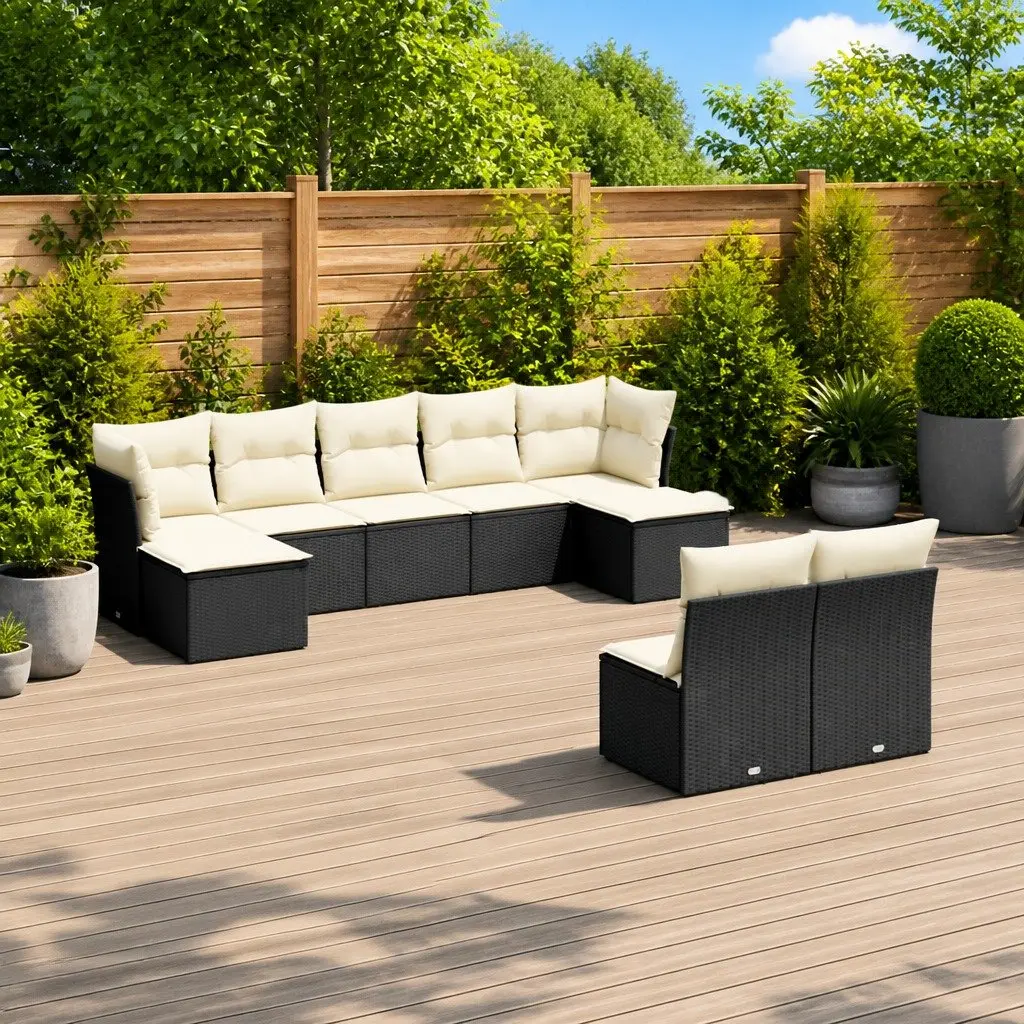 9-Piece Garden Sofa Set in Black
