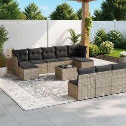 Grey Outdoor Furniture Set: 11-Piece Garden Sofa Collection