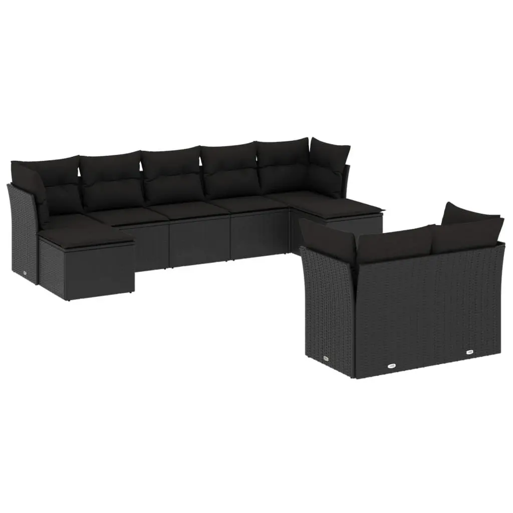 9-Piece Black Modular Garden Sofa Set