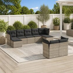 Premium Modular 9-Piece Garden Sofa Set in Grey
