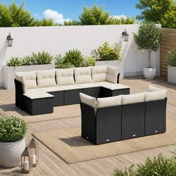 Premium 10-Piece Black Outdoor Sofa Set with Storage