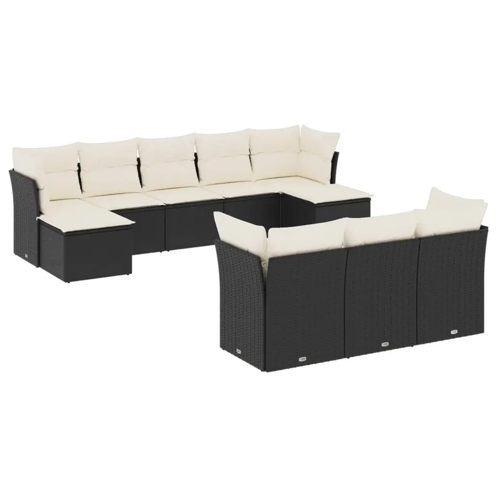 10-Piece Black Outdoor Sofa Set with Storage