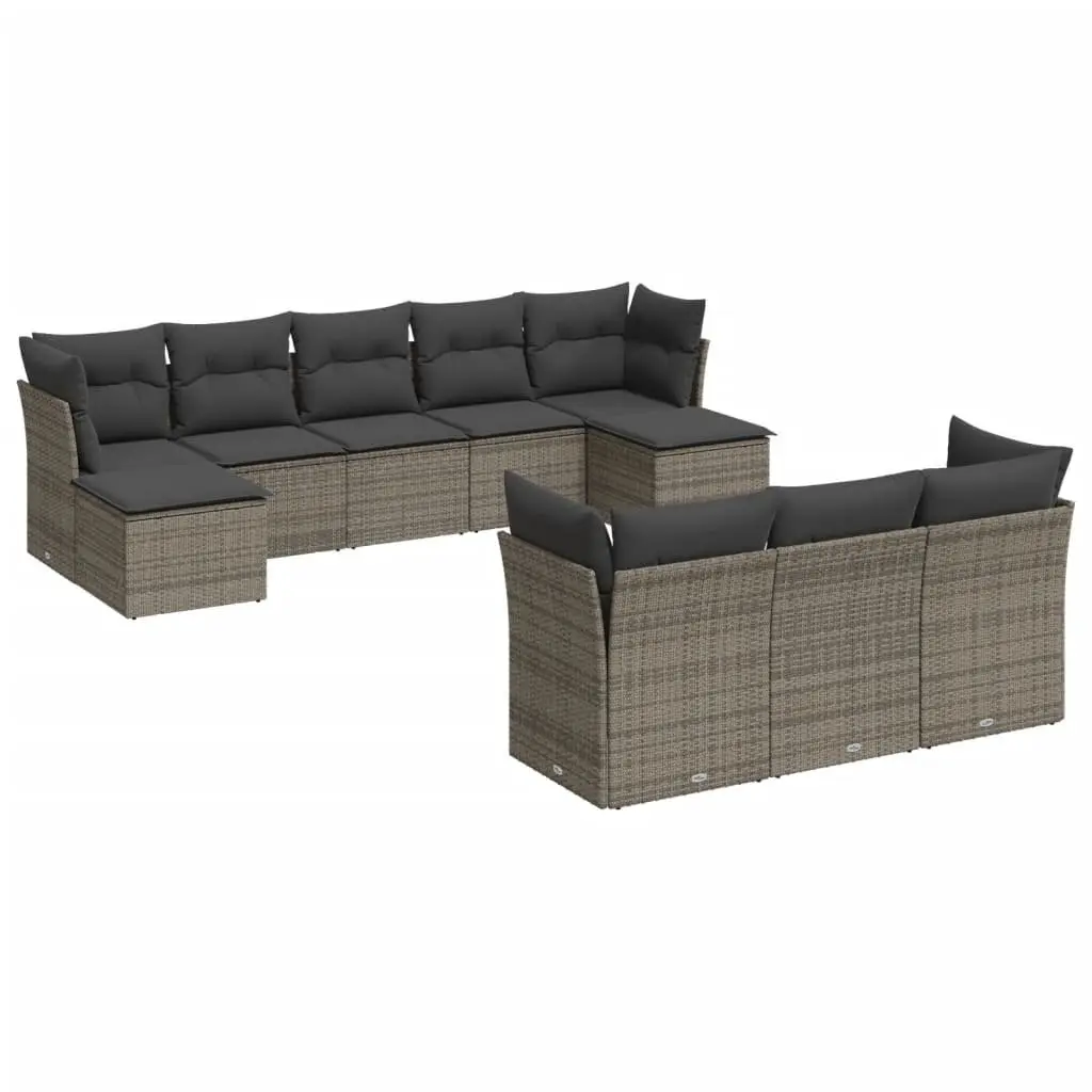 Grey Poly Rattan 10 Piece Garden Sofa Set