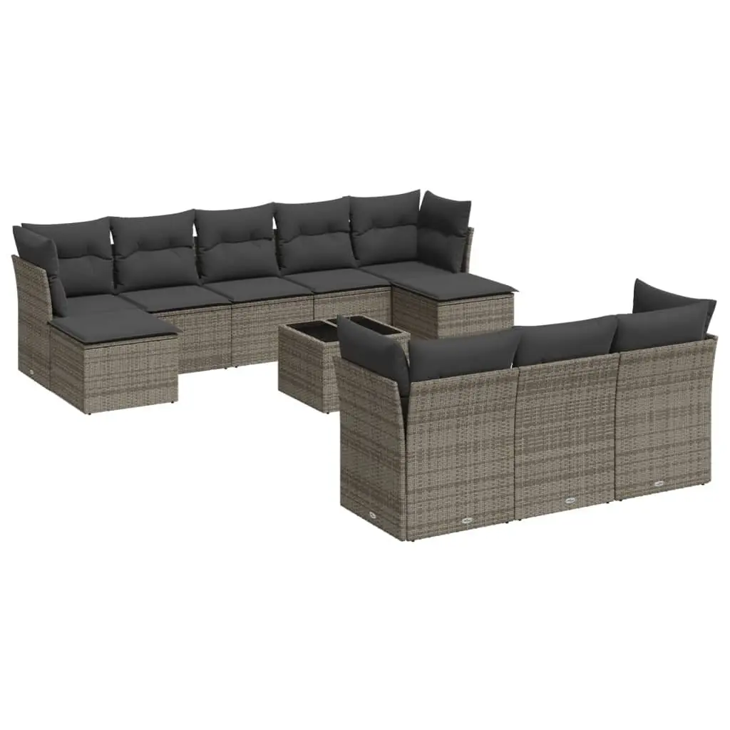 Grey 11-Piece Modular Garden Sofa Set with Storage