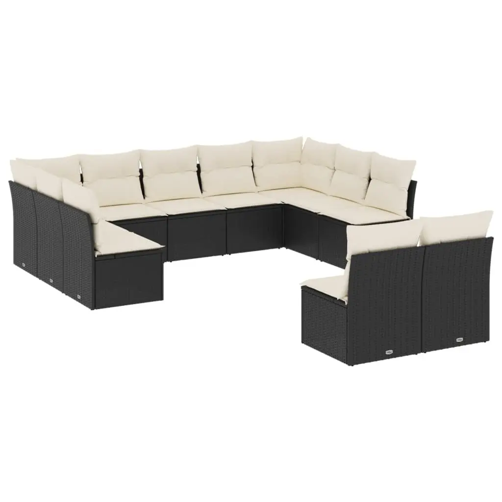 Garden Sofa Set PE Rattan 11 Piece Black Modular Outdoor Furniture