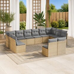 Beige Modular Outdoor Garden Sofa Set – 12 Piece Furniture