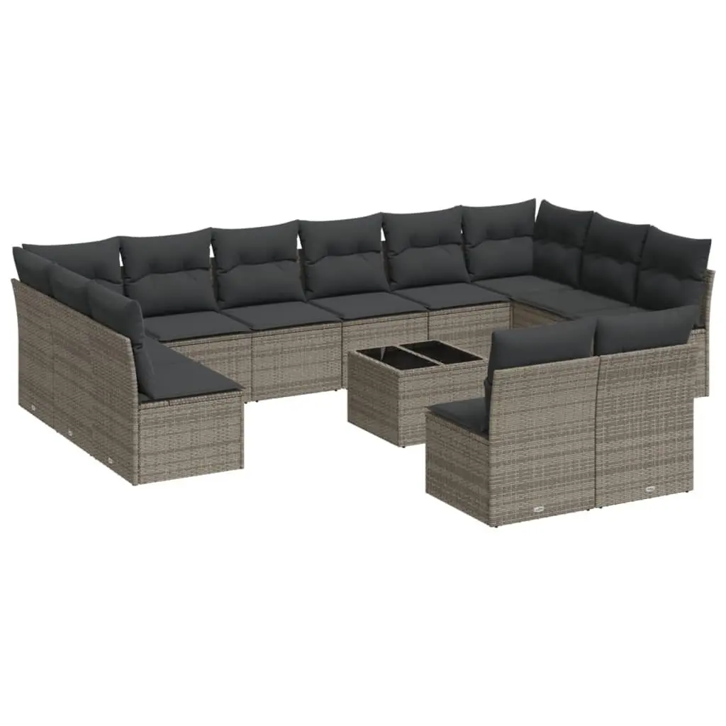 Garden Sofa Set PE Rattan 13 Piece Outdoor Furniture Grey with Storage