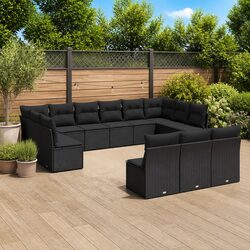 Stylish 13 Piece Modular Garden Sofa Set in Black