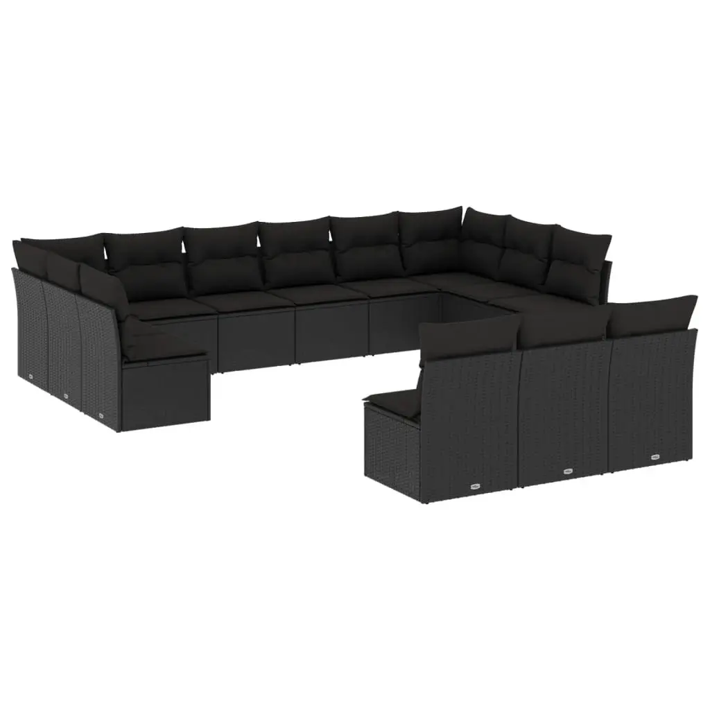 13 Piece Modular Garden Sofa Set in Black