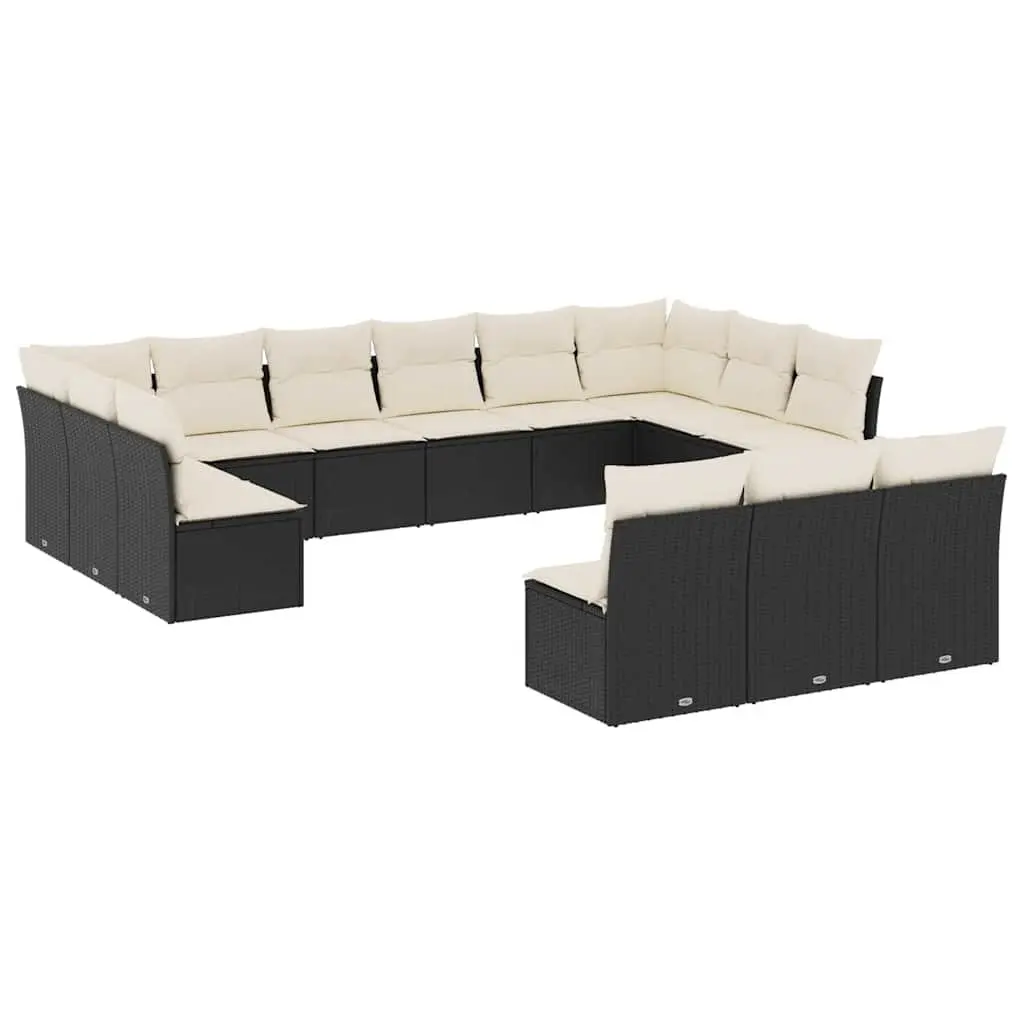 Garden Sofa Set Poly Rattan 13 Piece Black Outdoor Furniture
