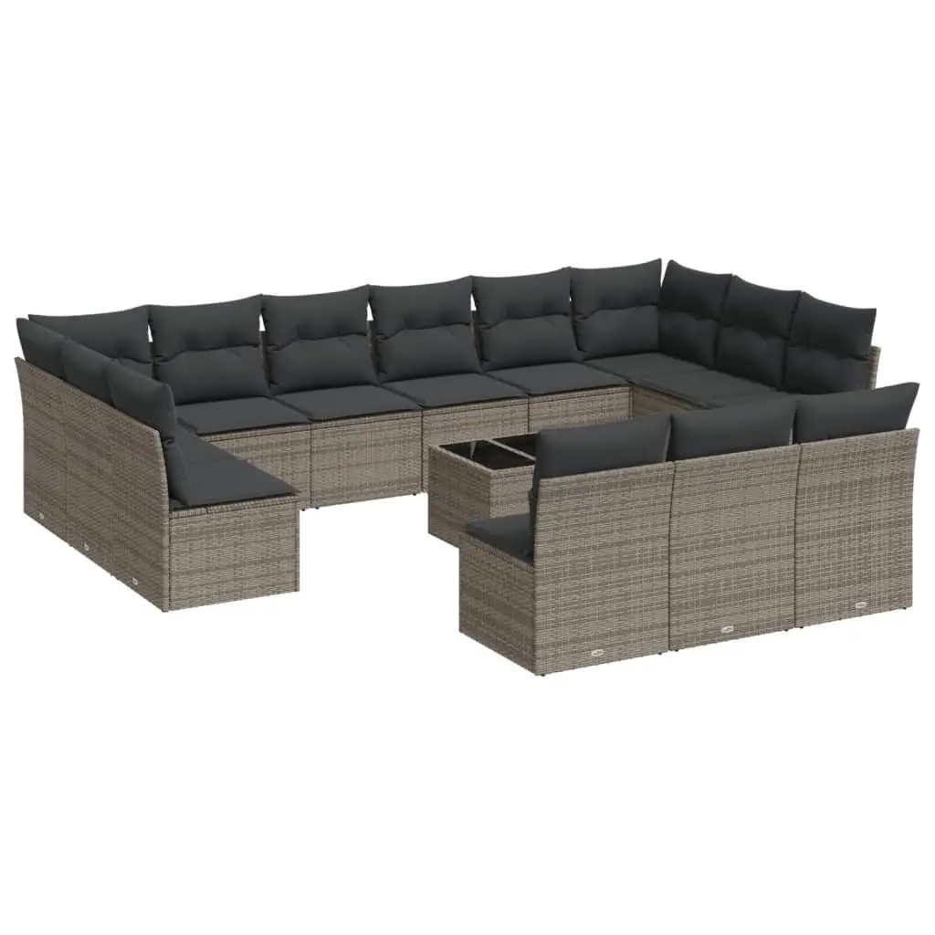 Garden Sofa Set PE Rattan 14 Piece Outdoor Furniture Patio Lounge Grey