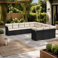 Premium Black Poly Rattan 11 Piece Garden Sofa Set