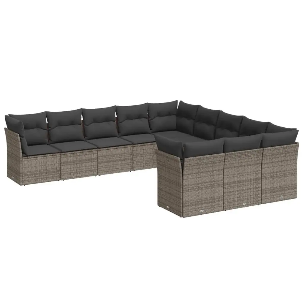 11-Piece Garden Sofa Set in Grey Poly Rattan