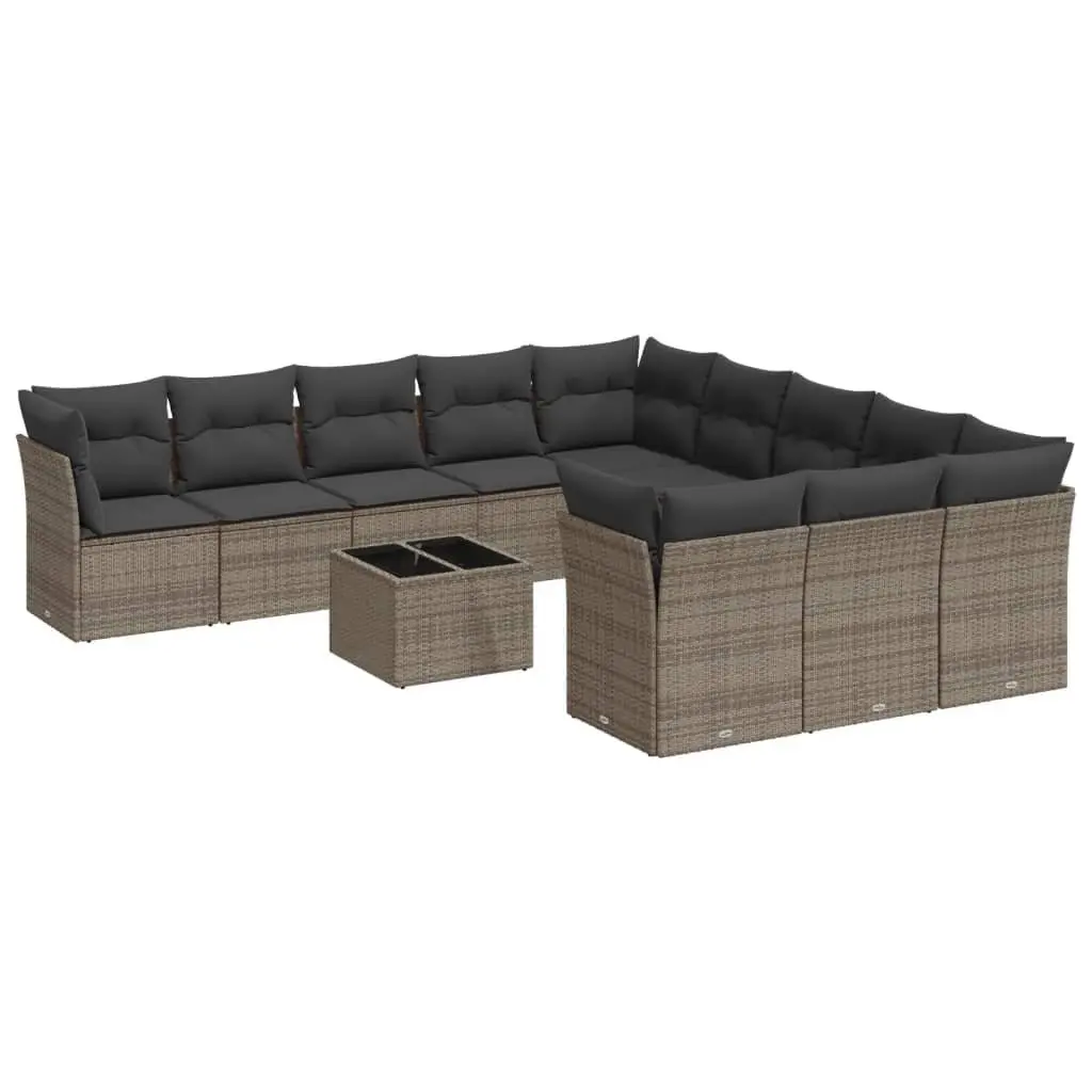 Garden Sofa Set PE Rattan 12 Piece Modular Outdoor Furniture Grey