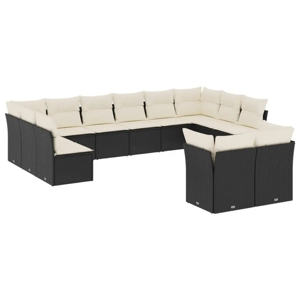 12 Piece Black Rattan Garden Sofa Set