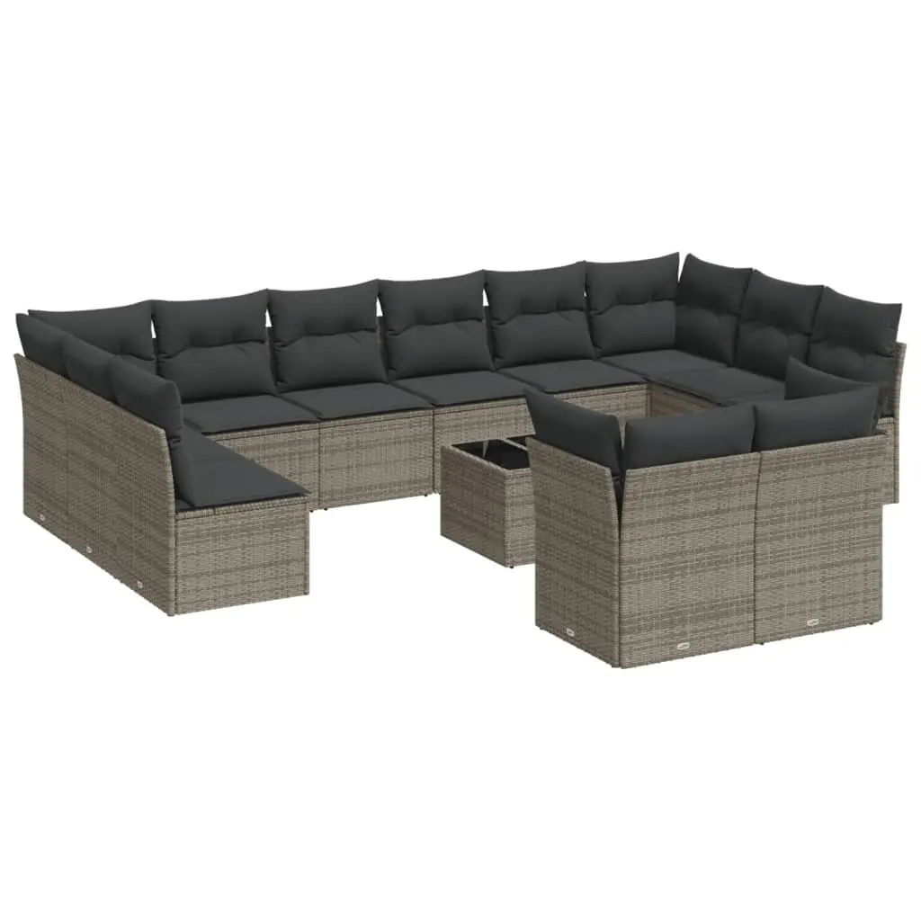 13 Piece Grey Poly Rattan Garden Sofa Set