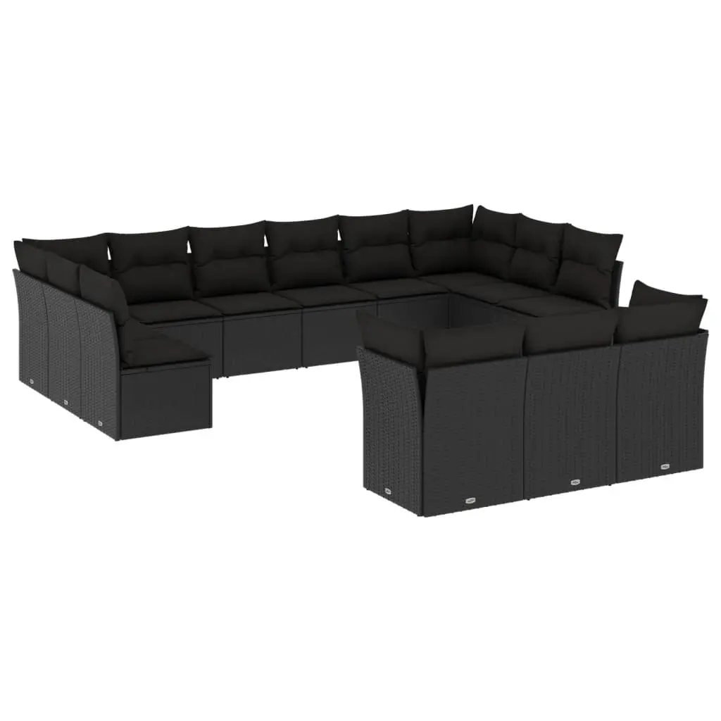 Garden Sofa Set PE Rattan 13 Piece Modular Outdoor Furniture Black