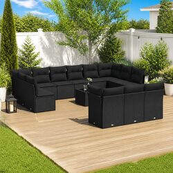 Durable 14-Piece Outdoor Modular Sofa Set in Black