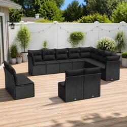 12-Piece Black Modular Outdoor Furniture Set