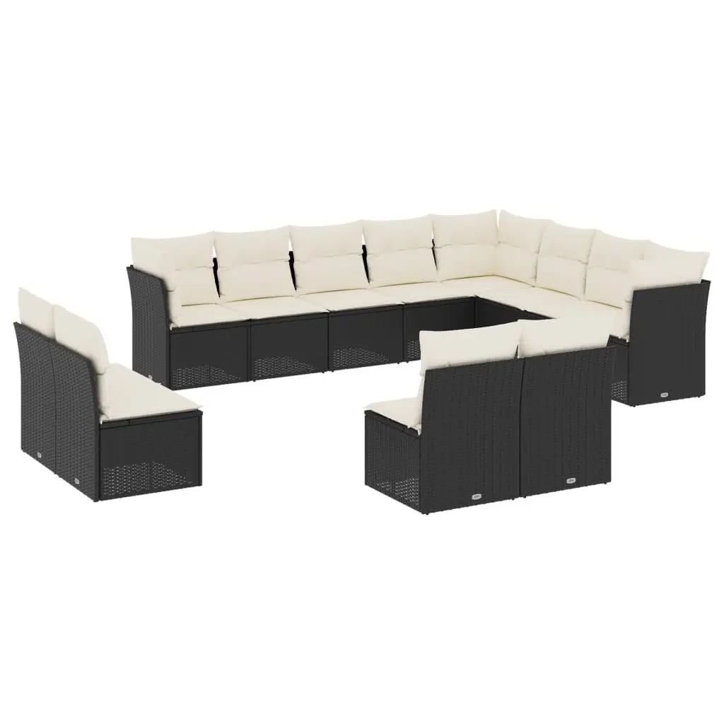 Garden Sofa Set PE Rattan 12 Piece Outdoor Furniture Black Patio Seating