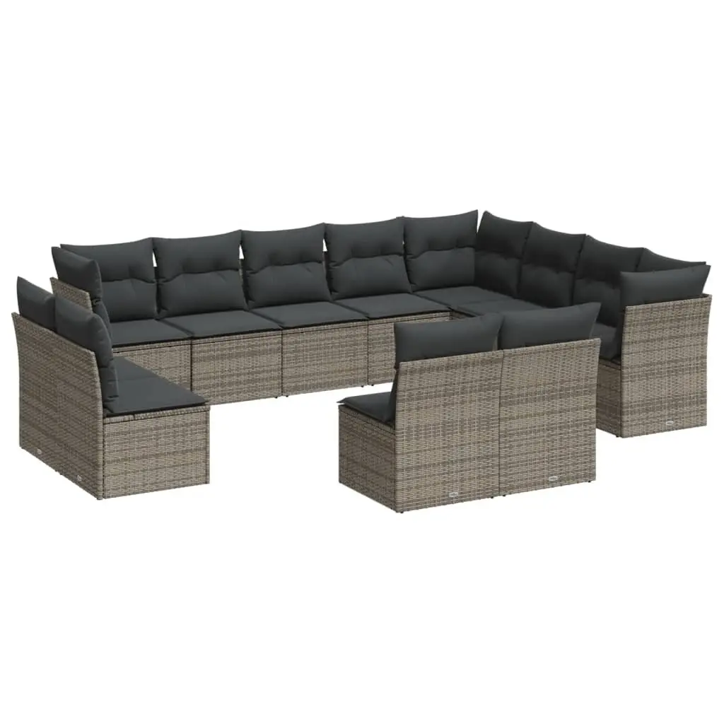 12 Piece Outdoor Garden Sofa Set in Grey Rattan