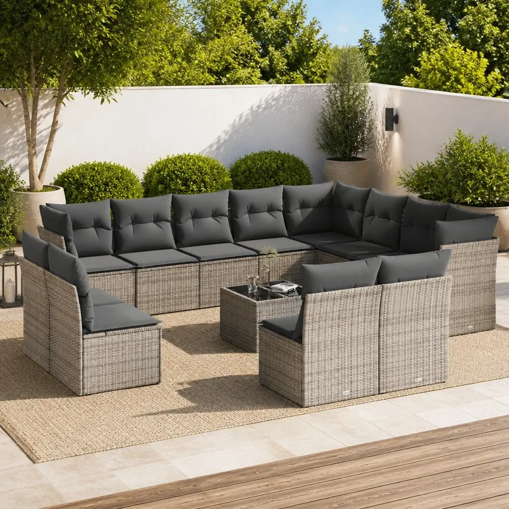 13 Piece Grey Rattan Garden Sofa Set