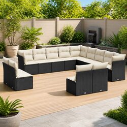 Premium 13 Piece Modular Garden Sofa Set in Black