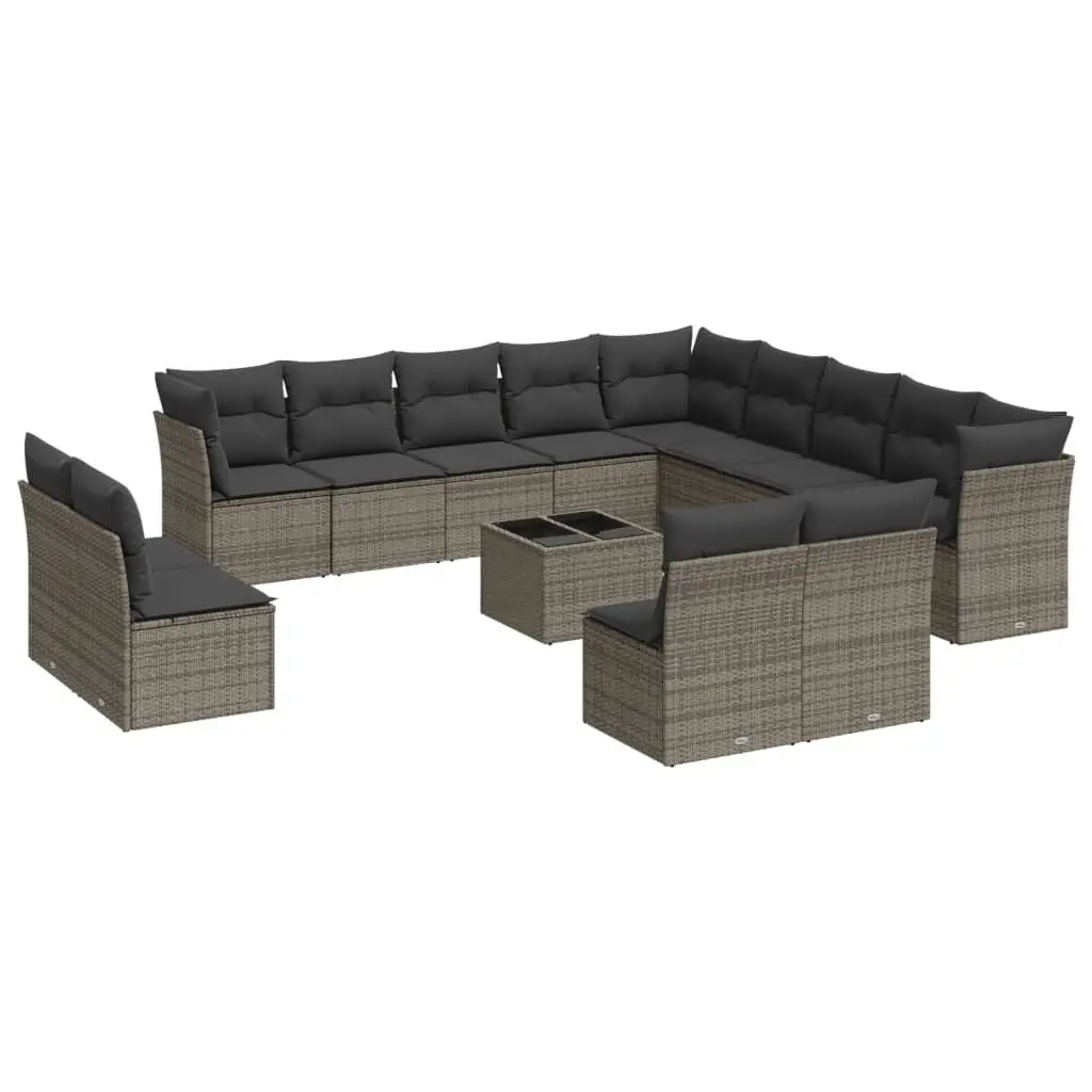 Garden Sofa Set PE Rattan 14 Piece Outdoor Furniture Patio Sectional Grey