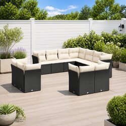 11-Piece Modular Garden Sofa Set in Black
