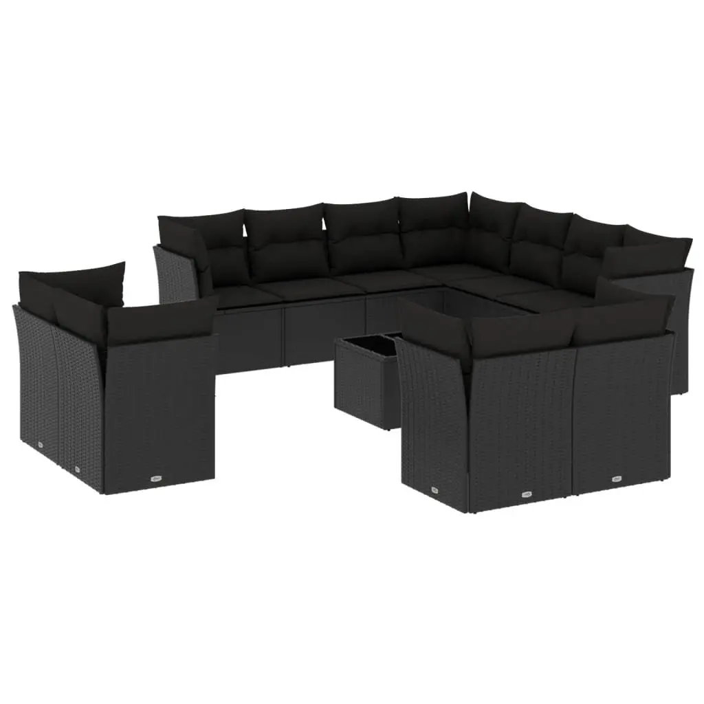 12 Piece Modular Garden Sofa Set in Black