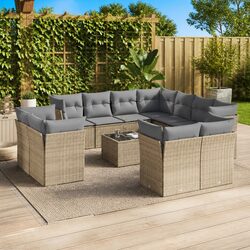 Beige 12-Piece Outdoor Garden Sofa Set with Durable Design