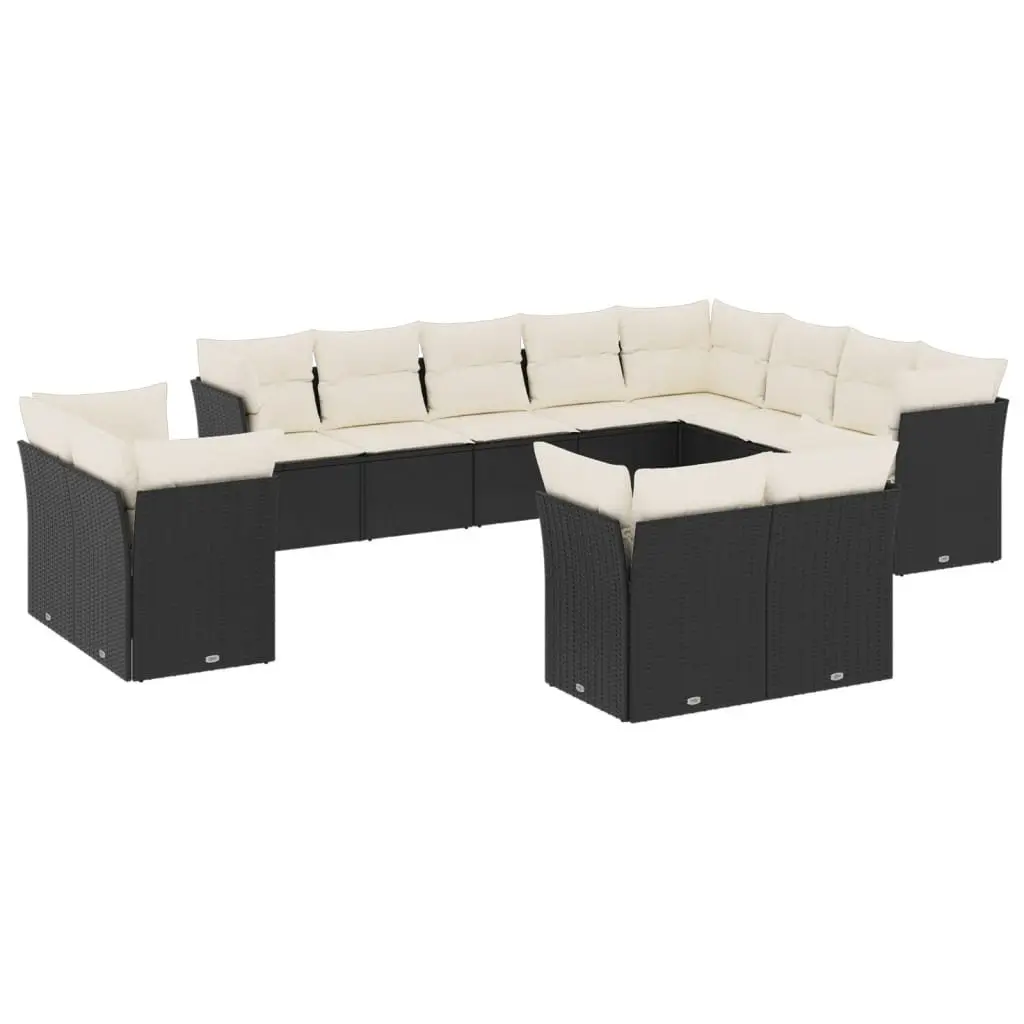 Garden Sofa Set PE Rattan Modular 12 Piece Outdoor Furniture Black