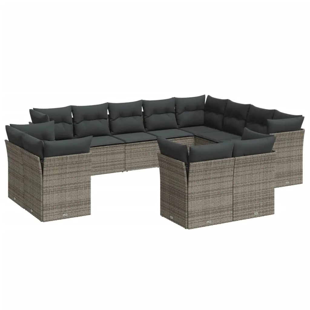 Garden Sofa Set PE Rattan 12 Piece Outdoor Furniture Sectional Grey