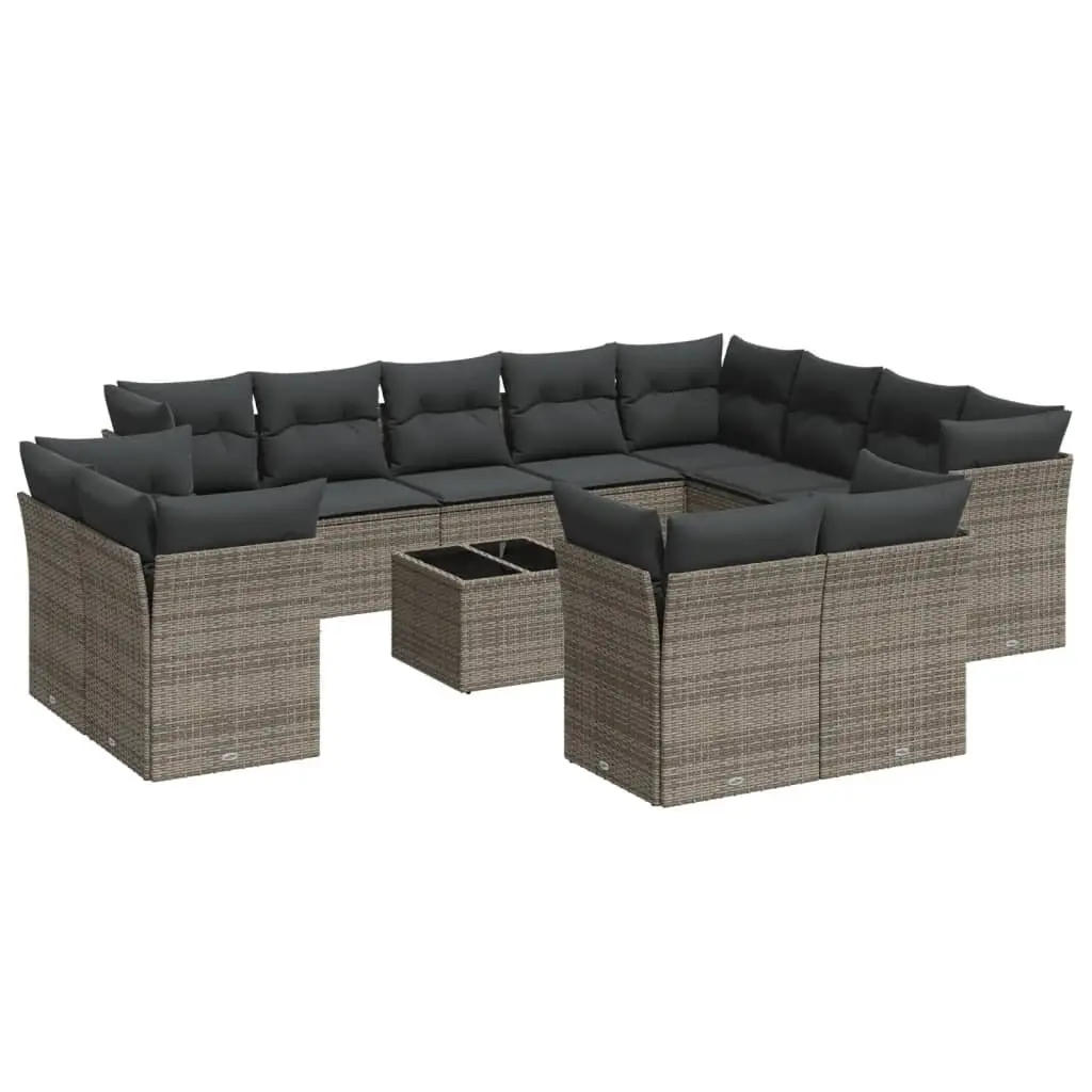 13 Piece Garden Sofa Set Grey Poly Rattan