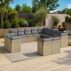 High-Quality 13 Piece Poly Rattan Garden Sofa Set